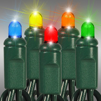 LED Mini Light Stringer - 25 ft. - (50) LEDs - Multi-Color - 6 in. Bulb Spacing - Green Wire - Male to Female Plugs - 120 Volt - Christmas Lite Co. 10702