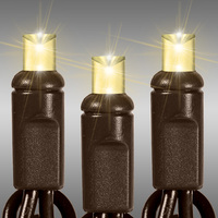 LED Christmas String Lights - 26 ft. - (50) Wide Angle Warm White LED's - 6 in. Bulb Spacing - Brown Wire - Male and Female Plugs - 120 Volt - HLS 37-638-89