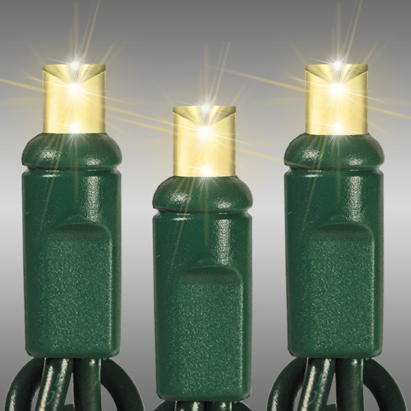 (50) Bulbs - LED - Warm White Twinkle Wide Angle Mini Lights - Length 25 ft. - Bulb Spacing 6 in. - 120V - Green Wire