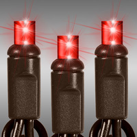 LED Mini Light Stringer - 18 ft. - (50) LEDs - Red - 4 in. Bulb Spacing - Brown Wire - Male to Female Plugs - 120 Volt - Christmas Lite Co. CMS-50L5MM4BRRD