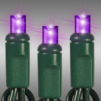 LED Mini Light Stringer - 17 ft. - (50) LEDs - Purple - 4 in. Bulb Spacing - Green Wire - Male to Female Plugs - 120 Volt - Christmas Lite Co. 45512R-PB24