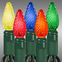 24 ft. Stringer - (70) LED C6 - Multi-Color - 4 in. Spacing - Green Wire - Commercial Grade - 40 Max. Connections