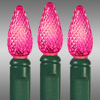 24 ft. Stringer - (70) LED C6 - Pink - 4 in. Spacing - Green Wire - Commercial Grade - 40 Max. Connections