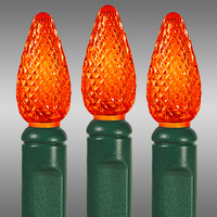 (70) Bulbs - LED - Amber-Orange C6 Lights - Length 24 ft. - Bulb Spacing 4 in. - 120V - Green Wire
