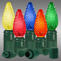 (25) Bulbs - Commercial LED System - Multi-Color C6 Lights - Length 13 ft. - Bulb Spacing 6 in. - 120 Volt - Green Wire - Requires one plug adapter (not included)