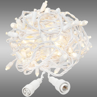 Warm White Icicle Lights - 8 ft. - 100 LED Mini Lights - White Wire - 23 Drops - 4 in. Drop Spacing - 4 in. Bulb Spacing - 120 Volt - 22 Max Connections - Commercial Duty - Coaxial connection requires one plug adapter (not included)