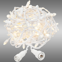 Warm White Icicle Lights - 8 ft. - 100 LED Mini Lights - White Wire - 22 Drops - 4 in. Drop Spacing - 3 in. Bulb Spacing - 120 Volt - 22 Max Connections - Commercial Duty - Coaxial connection requires one plug adapter (not included)