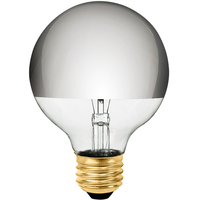 25 Watt - G25 Globe - Incandescent Light Bulb - Clear Silver Bowl - Medium Brass Base - 120 Volt - Satco S3860