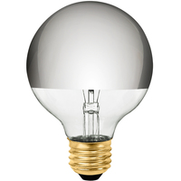60 Watt - G25 Globe Incandescent Light Bulb - Clear Silver Bowl - Medium Brass Base - 130 Volt - Halco 102382