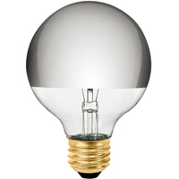 40 Watt - G25 Globe - Incandescent Light Bulb - Clear Silver Bowl - Medium Brass Base - 120 Volt - Satco S3861