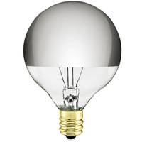 25 Watt - G16.5 Globe Incandescent Light Bulb - Clear Silver Bowl - Candelabra Brass Base - 120 Volt - Satco S3244