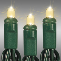 LED Christmas String Lights - 26 ft. - (50) Multi-Directional Warm White LED's - 6 in. Bulb Spacing - Green Wire - Male and Female Plugs - 120 Volt - HLS 10701