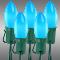25 ft. String Lights - (25) C9s - Opaque Blue - 12 in. Bulb Spacing - Green Wire - Commercial Duty - 2 Set Max. Connection