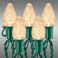 17 ft. String Lights - (25) LED C7 - Warm White Deluxe - 8 in. Bulb Spacing - 87 Set Max. Connections - Green Wire - Commercial Grade