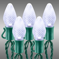 17 ft. - Cool White - LED C7 Christmas String Lights - 25 Bulbs - Green Wire - 8 in. Bulb Spacing - 87 Set Max. Connections - Commercial Grade