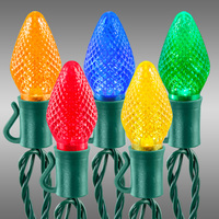 17 ft. String Lights - (25) LED C7 - Multi-Color - 8 in. Bulb Spacing - 90 Set Max. Connections - Green Wire - Commercial Grade