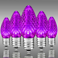 Purple - LED C7 - Christmas Light Replacement Bulbs - Faceted Finish - Candelabra Base - 25,000 Life Hours - SMD LED Retrofit Bulb - 130 Volt - Pack of 25