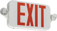Single Face LED Combination Exit Sign - LED Lamp Heads - Red or Green Letters - 90 Min. Operation - White - 120/277 Volt - ECRG RD M6