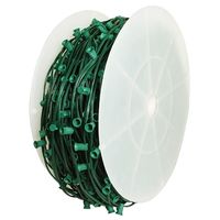 500 ft. - 12 in. Socket Spacing - 18 Gauge Copper - C7 Christmas Light String Spool - 500 Sockets - Green Wire - SPT-1 - Copper is surrounded by .03 in. Thick Insulation with extra UV protection - Theme Park Commercial Quality - CMS-10093