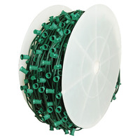 1000 ft. - 12 in. Socket Spacing - 18 Gauge Copper - C7 Christmas Light String Spool - 1000 Sockets - Green Wire - SPT-1 - Copper is surrounded by .03 in. Thick Insulation with extra UV protection - Theme Park Commercial Quality - CMS-10095