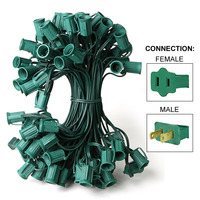 25 ft. - C7 Christmas String Lights - 25 Sockets - 12 in. Spacing - Green Wire - SPT-1 - 20 AWG - Male to Female - Commercial Duty - Indoor/Outdoor