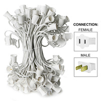 25 ft. - C7 Christmas String Lights - 25 Sockets - 12 in. Spacing - White Wire - SPT-1 - 20 AWG - Male to Female - Commercial Duty - Indoor/Outdoor