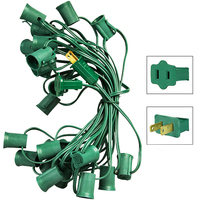 25 ft. - C9 Christmas String Lights - 25 Sockets - 12 in. Spacing - Green Wire - SPT-1 - 20 Gauge Copper - Male to Female - Commercial Duty - Indoor/Outdoor