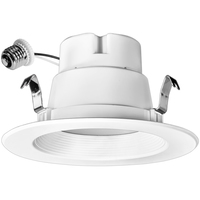 800 Lumens - 10 Watt - 4 in. Color Selectable Retrofit LED Downlight Fixture - Medium Base - Kelvin 2700-3000-3500-4000-5000 - 65 Watt Incandescent Equal - Round - White Trim - 90 CRI - 120 Volt - PLT-11933