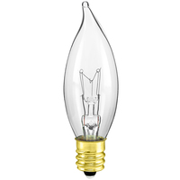 10 Watt - Clear - Bent Tip - Incandescent Chandelier Bulb - Candelabra Base - 120 Volt - Satco S3272