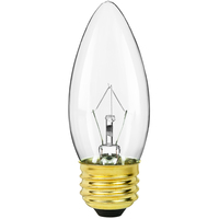 40 Watt - Clear - Straight Tip - Incandescent Chandelier Bulb - 3.9 in. x 1.4 in. - Medium Base - 120 Volt - Satco S3232