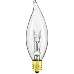 15W, Clear, Bent Tip, Incandescent Chandelier Bulb, Candelabra Base, 120V, Satco  S3273