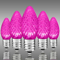LED C7 - Pink - Candelabra Base - Faceted Finish - 50,000 Life Hours - LED Retrofit Bulb - 120 Volt - Pack of 25