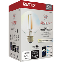 450 Lumens - LED Smart Bulb - Clear G25 Globe Filament - 4.5 Watt - Tunable White - 2700-5000 Kelvin - 40 Watt Equal - Medium Base - Easy Dimming through App - No Hub Required - 120 Volt - Satco S11251