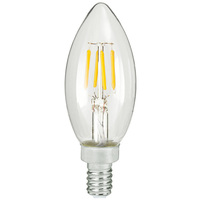 350 Lumens - 4 Watt - 2700 Kelvin - LED Chandelier Bulb - 40 Watt Equal - Incandescent Match - Clear - Candelabra Base - 120 Volt - TCP FB11D40V27E12C