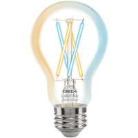 800 Lumens - LED Smart Bulb - A19 Filament - 7 Watt - Tunable White - 2200K-6500 Kelvin - 60 Watt Equal - Medium Base - 90 CRI - Easy Dimming through App - No Hub Required - 120 Volt - Cree CMA19-60W-AL-9TW-GL