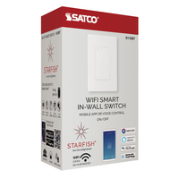WiFi Smart On/Off Wall Switch - Single Pole/3-Way - 720 Watt Maximum - White - Easy Control through App - No Hub Required - 120 Volt - Satco S11267