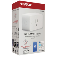 WiFi Smart Plug - On/Off - 1875 Watt Maximum - Mobile App or Voice Control - No Hub Required - 1 Outlet - 15 Amps - 120 Volt - Satco S11266