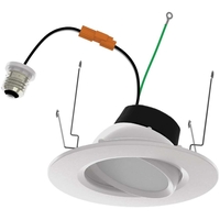 1100 Lumens - 11 Watt - Natural Light - 6 in. Selectable Retrofit LED Gimbal Downlight Fixture - Medium Base - Kelvin 2700-3000-3500-4000-5000 - 120 Watt Incandescent Equal - Round - White Trim - 90 CRI - 120 Volt - Halco 83988