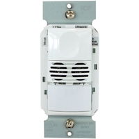 Dual-Tech Occupancy Sensor - Passive Infrared (PIR) and Ultrasonic - 3-Way/Multi-Location - Push Button On-Off Switch - 1200 Watt Maximum - White - 120-277 Volt - Wattstopper DSW-301-W