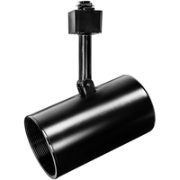 Track Light Fixture - Flat Back Cylinder - Black - Black Baffle - Operates 50 Watt R/PAR20 - Halo Track Compatible - 120 Volt - Nora NTH-101B/A