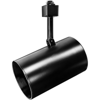 Track Light Fixture - Flat Back Cylinder - Black - Black Baffle - Operates 75 Watt R/PAR30 - Halo Track Compatible - 120 Volt - Nora NTH-102B/A