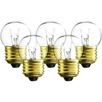 7.5 Watt - S11 Incandescent Light Bulb - 5 Pack - Clear - Medium Brass Base - 120 Volt - Satco S3606