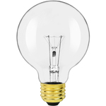 40W, 3.1 in Dia., G25 Globe Incandescent Light Bulb, Frosted, Medium ...