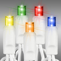 LED Mini Light Stringer - 17 ft. - (50) LEDs - Multi-Color - 4 in. Bulb Spacing - White Wire - Male to Female Plugs - 120 Volt - Christmas Lite Co. CMS-10215