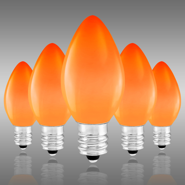 C7 - Opaque Orange - 5 Watt - Candelabra Base - Christmas Lights - 25 Pack