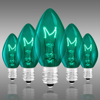 C7 - 5 Watt - Transparent Teal - Incandescent Christmas Light Replacement Bulbs - Candelabra Base - Double Dipped - 130 Volt - 25 Pack