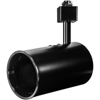 Track Light Fixture - Flat Back Cylinder - Black - Black Baffle - Operates up to 50 Watt R/PAR20 - Black Baffle - Halo Track Compatible - 120 Volt - PLT Solutions - PLTS-12288