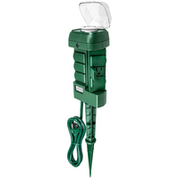 Outdoor Power Outlet - Yard Stake - Mechanical Timer - (6) Grounded Outlets - 6 ft. Cord Length - 15 Amps - 1875 Watt Maximum - Green