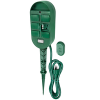 Remote Controlled Outdoor Power Outlet Yard Stake - (6) Grounded Outlets - 6 ft. Cord Length - 15 Amps - 1875 Watt Maximum - Green