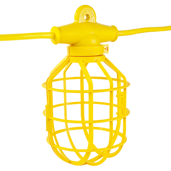 100 ft. String Light with 10 Lamp Holders and Guards - Molded Plug - 14/2 SJTW - Portable and Temporary Lighting - Construction Lighting